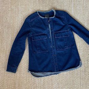 Zara buttoned deep blue denim jacket with oversized pockets
